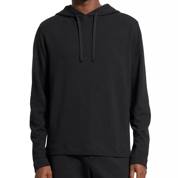 THEORY Men’s Delroy Textured Relaxed Fit Hoodie Black Size M L